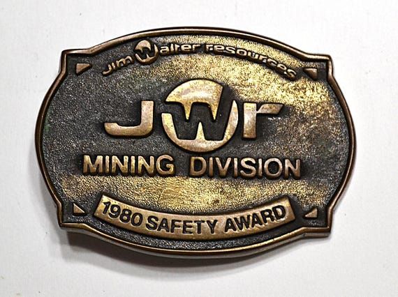 Vintage 1980 Jim Walter Resources Belt Buckle: Coal Mining Safety Award