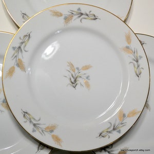 Vintage Empress China Salad Plates: Gold Wheat Pattern, Set of 4
