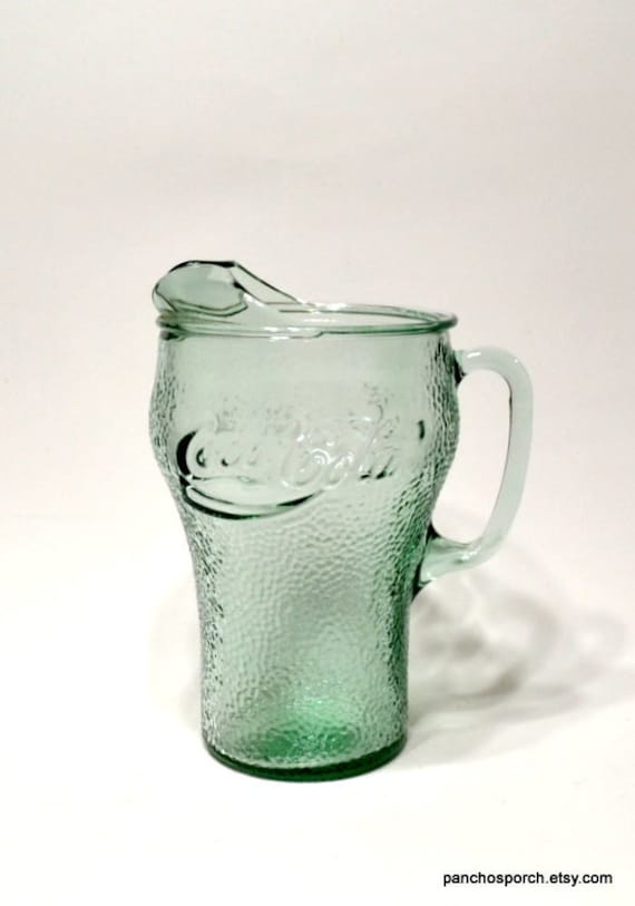 Vintage Coca Cola Glass Pitcher Green Textured Pebble Glass Ice