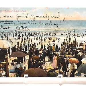 Vintage ASBURY PARK carte postale New Jersey regardant les baigneurs plage océan 1907 carte postale souvenir souvenirs papier éphémères PanchosPorch
