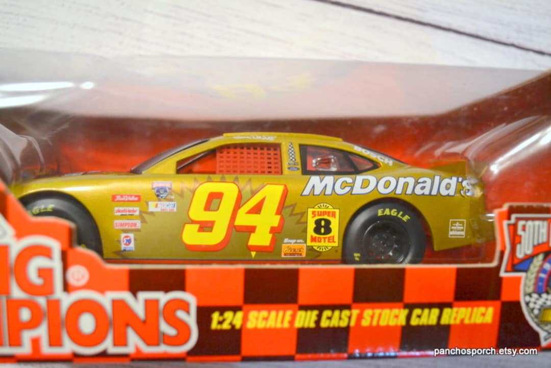 Vintage Bill Elliott 94 Die Cast Metal Car 50th Anniversary Gold