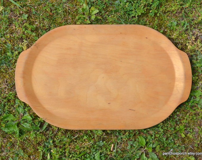Vintage Wooden Serving Tray Table Top Display Light Wood Finish 20 X 12