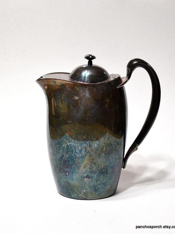Vintage Silverplate Coffee Pot Community Achievement Tarnished Silver Plate Art Deco Modernist Hollowware PanchosPorch
