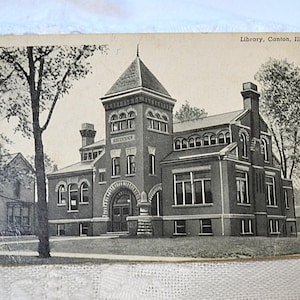Carte postale vintage de l'ILLINOIS, bâtiment de la bibliothèque, monument historique, vacances, souvenir, carte postale, souvenirs, papier, éphémères, PanchosPorch