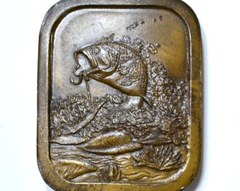 Vintage Bass Fishing Belt Buckle Sportsman Fisherman Indiana Metal Craft 1976 Brass Buckle Mens Accessory PanchosPorch