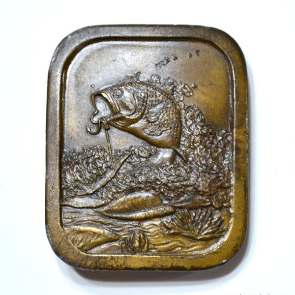 Vintage Bass Fishing Belt Buckle Sportsman Fisherman Indiana Metal Craft 1976 Brass Buckle Mens Accessory PanchosPorch