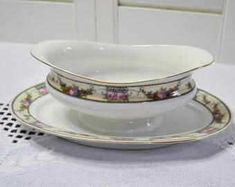 Vintage Victoria China Gravy Boat Bowl Floral Pattern Czechoslovakia Replacement Victorian Style Wedding Panchosporch