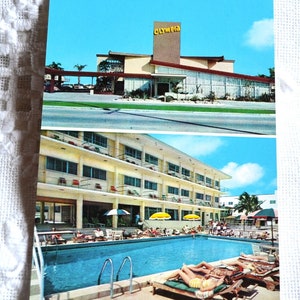Vintage MIAMI BEACH carte postale Olympia Motel Florida souvenir carte postale inutilisée souvenirs papier publicitaire éphémères PanchosPorch