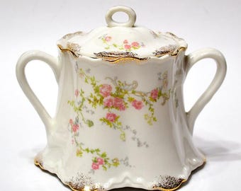 Vintage 1960s Porcelain Lidded Sugar Bowl with Gold Detailing Vintage 1960s Porcelain Lidded Sugar Bowl with Gold Detailing
