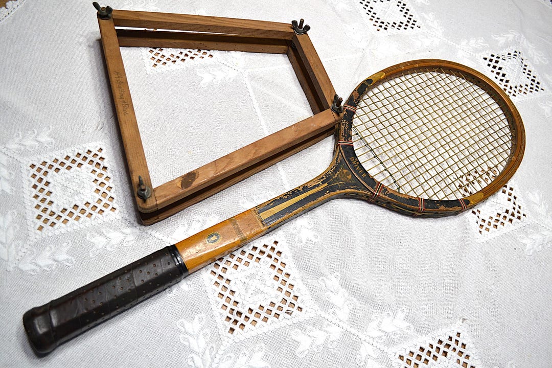 Old Head Rackets Vintage Wooden Tennis Racket With Press Early Sports Racket Driver Peak ...
