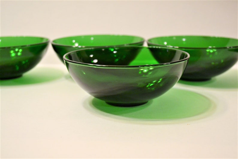 Vintage Forest Green Dessert Bowl Set of 4 Bowl Anchor Hocking Retro Glassware Kitchen Ware PanchosPorch