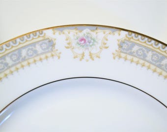 Vintage Mikasa Richelieu Salad Plates - Set of 4 Gray Gold Roses M2002