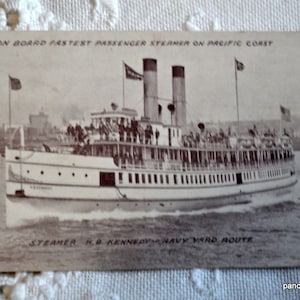 Vintage carte postale nautique bateau à vapeur HB Kennedy navire à passagers le plus rapide de la côte du Pacifique carte postale souvenirs souvenirs papier éphémères PanchosPorch