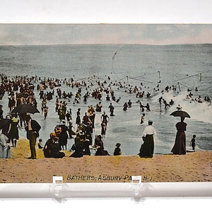 Vintage ASBURY PARK carte postale New Jersey baigneurs plage océan rive 1910 Americana carte postale souvenirs papier éphémères PanchosPorch