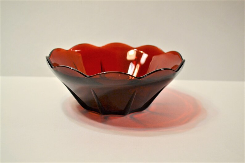 Vintage Ruby Red Glass Large Serving Bowl Anchor Hocking Retro Glassware Panchosporch