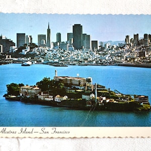 vintage CALIFORNIE Carte postale Alcatraz Island San Francisco Americana Carte postale Souvenirs Papier publicitaire Éphémère PanchosPorch