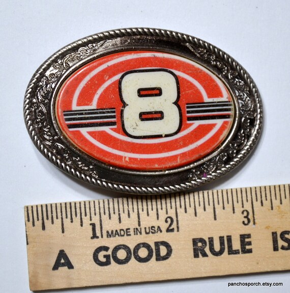 Vintage RACING 8 Belt Buckle Car Racing Number 8 … - image 3