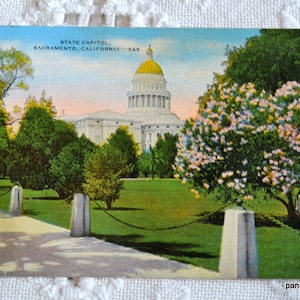 vintage CALIFORNIE carte postale State Capitol Sacramento Americana carte postale Souvenirs de vacances papier éphémères PanchosPorch