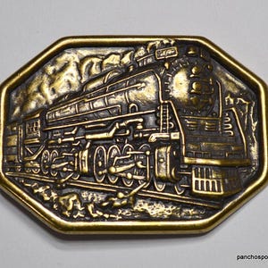 Vintage Avon Brass Train Belt Buckle: 1980s Railroadiana Accessory