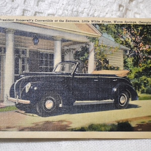 vintage GEORGIA Carte postale Warm Springs Roosevelt Little White House Car Souvenir Post Card Americana Memorabilia Paper Ephemera PanchosPorch