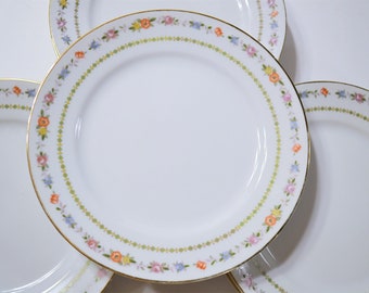 Vintage Noritake Nippon Floral Luncheon Plate Set of 4 Worn Gold Rims Multicolored Flowers Morimura Japan PanchosPorch