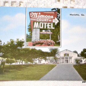 Carte postale GEORGIE vintage Mimosa Court Motel Marietta Americana Road Trip carte postale souvenirs souvenirs papier éphémères PanchosPorch