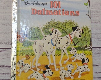 Vintage 101 Dalmatians Book Childrens Kids Walt Disney Bedtime Story Little Golden Book 1985 Used Book Childhood Memory PanchosPorch