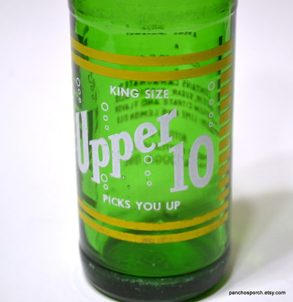Vintage Upper 10 Soda Bottle King Size Green Glass ACL 10oz Etsy