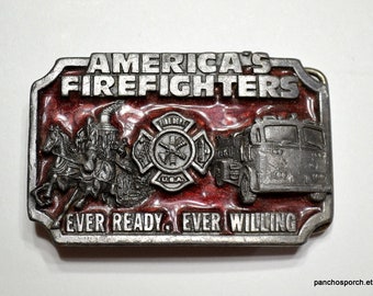 Vintage Firefighter Belt Buckle: 1983 Siskiyou Pewter, Western Wear