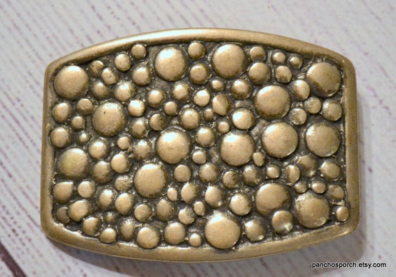 Vintage Bubble Belt Buckle Silver Tone Metal Buckle Made in Italy Mens Accessory PanchosPorch