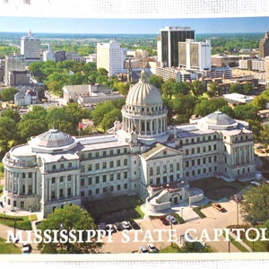 Vintage MISSISSIPPI carte postale State Capitol Jackson Souvenir carte postale inutilisée souvenirs publicité papier éphémère PanchosPorch