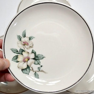 Vintage DANTON Floral Bread Plates: Gardenia, Magnolia, Dogwood - Set of 4