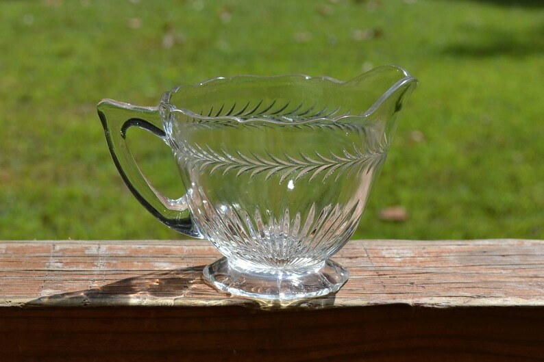Vintage Clear Glass Creamer Pressed Glass Small Pitcher Etsy
