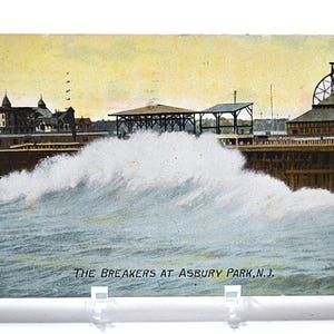 Carte postale vintage ASBURY PARK New Jersey The Breakers Ocean Waves Boardwalk 1907 carte postale souvenirs papier éphémères PanchosPorch