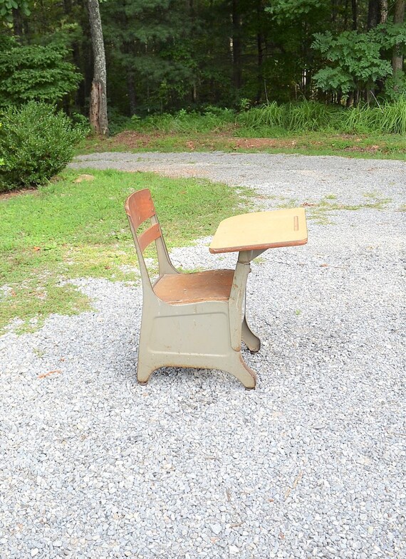 Vintage Metal Crusader School Desk And Chair Gray Small Child School Desk And Chair Gray Small Child