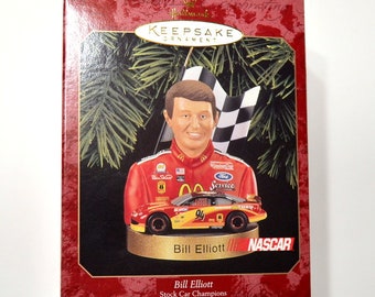 Vintage Bill Elliott Christmas Ornament Hallmark Keepsakes 1999 Stock Car Racing Tree Decoration NASCAR Memorabilia PanchosPorch