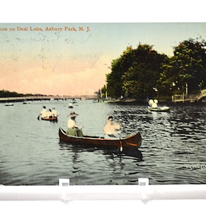 Carte postale vintage ASBURY PARK New Jersey Shore Deal Lake Canoë Boat Idle Hour 1912 Carte postale souvenirs Papier éphémère PanchosPorch