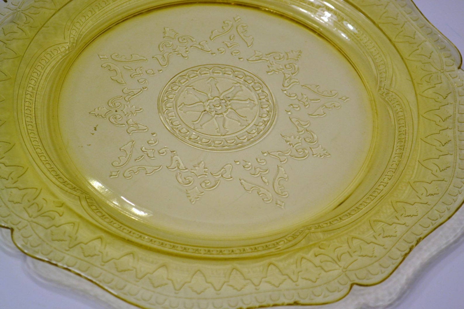 Vintage Yellow Depression Glass Plate Federal Glass Patrician Etsy