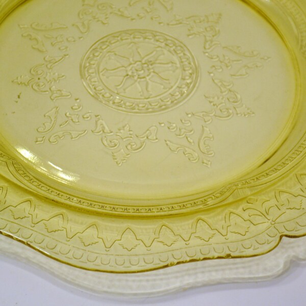 Vintage Yellow Depression Glass Plate Federal Glass Patrician Spoke Platter panchosporch