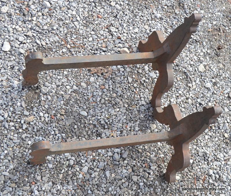 Vintage Cast Iron Andirons Set of 2 Primitive Rustic Craftsman Etsy