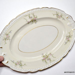 Vintage Arcadian Old Rose Oval Platter: 13-inch Floral Serving Dish