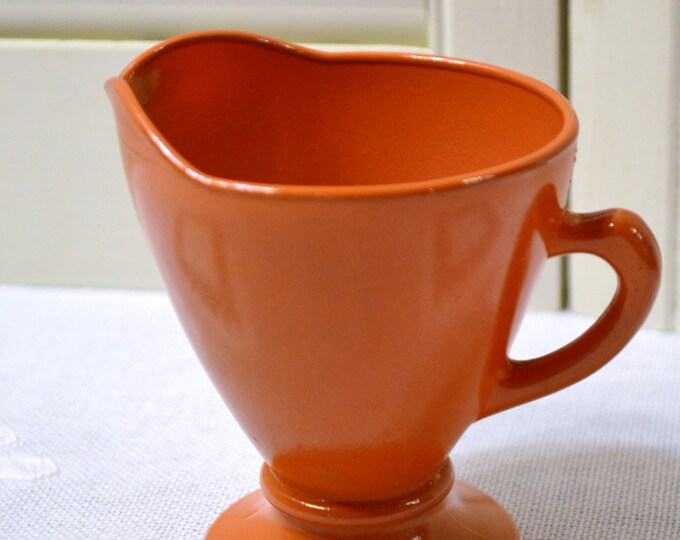 Vintage Milk Glass Creamer Pitcher Burnt Orange Rust Hazel Etsy