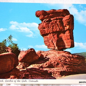 vintage COLORADO carte postale Balanced Rock Garden des dieux carte postale inutilisée souvenirs publicité papier éphémère PanchosPorch