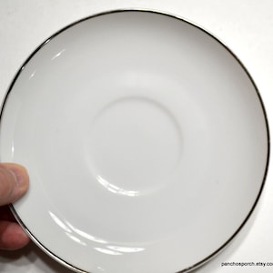 Vintage Harmony House Simone Saucer: White China with Silver Rim