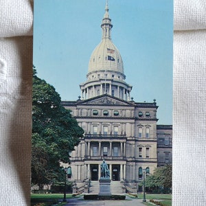 Vintage carte postale du MICHIGAN State Capitol Building Lansing Road Trip souvenir carte postale souvenirs papier publicitaire éphémères PanchosPorch