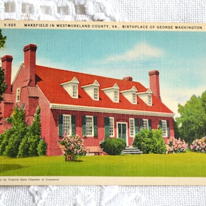 Vintage VIRGINIA carte postale Wakefield Westmoreland Washington lieu de naissance Americana souvenir carte postale souvenirs papier éphémères PanchosPorch