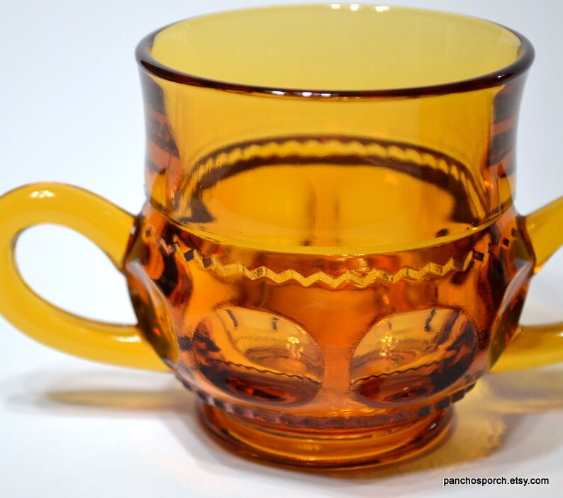 Vintage Amber Glass Sugar Bowl Creamer Set Gold Colony Color Etsy