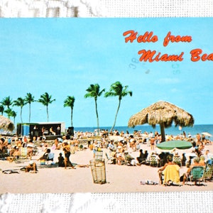 Vintage FLORIDE carte postale Bonjour de Miami Beach Tropical Americana carte postale souvenirs de vacances papier éphémères PanchosPorch