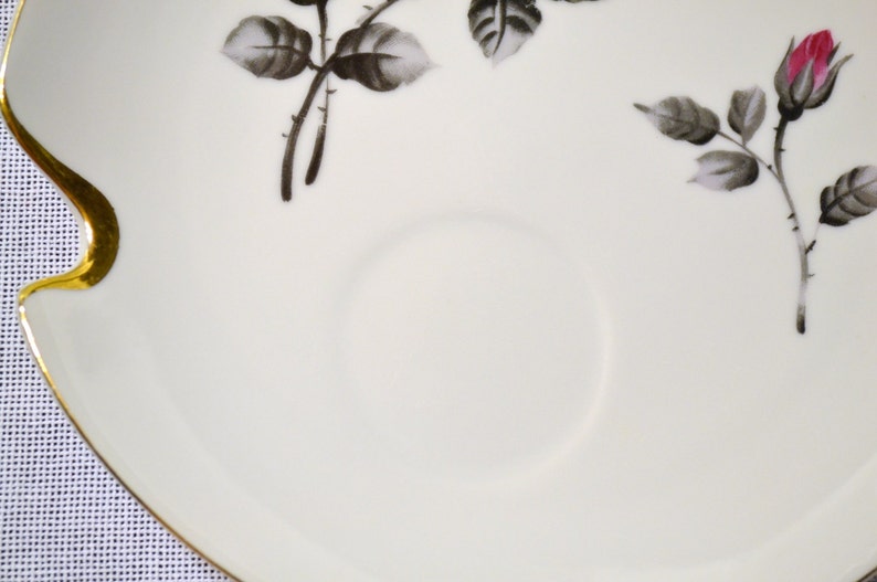 Vintage Snack Plate with Pink Rose Design Replacement Craft Supplies PanchosPorch