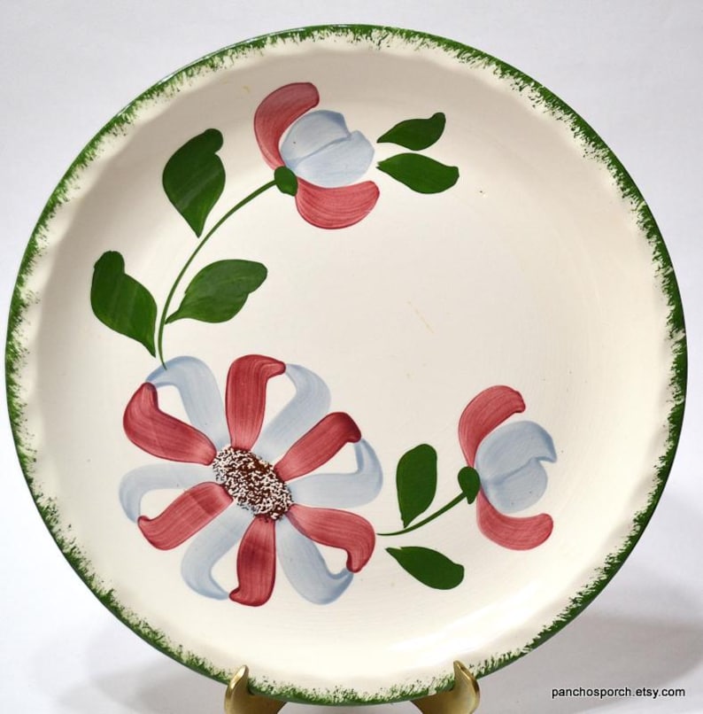 Vintage Blue Ridge Pottery Dinner Plate - Whirlygig Floral Pattern - Etsy